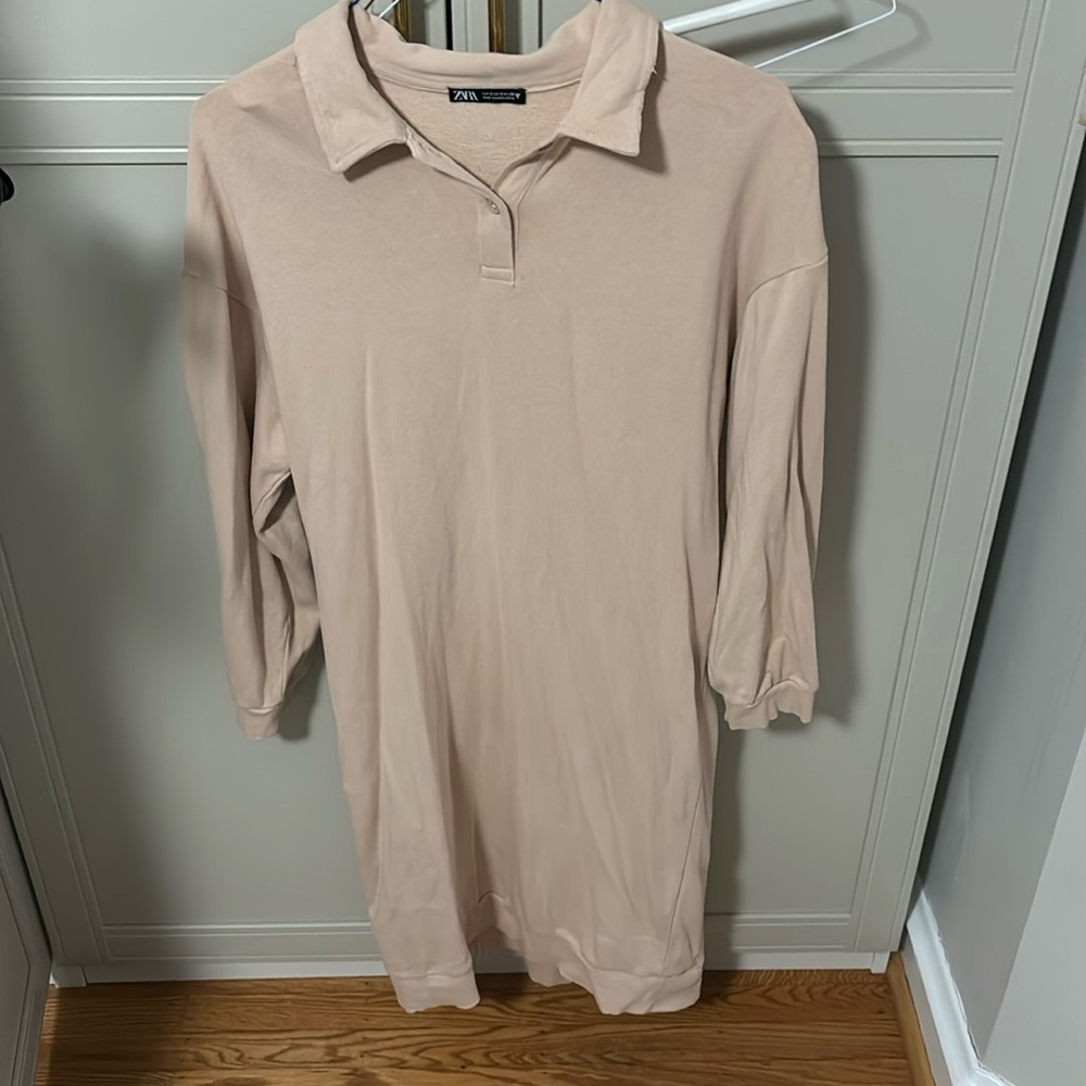 Collared sweatshirt dress